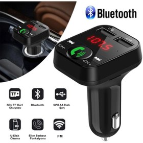 Resim TamamElek Bluetoothlu Fm Verici Ses Alıcısı Mp3 Oynatıcı 2.1a Çift Usb Araç Kiti 