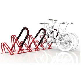 Resim Bisiklet Parkı Bisiklet Park Demiri Bisiklet Park Standı 6'lı Kırmızı 
