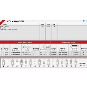 Resim Sibop Takımı 6014 6015 Polo 1.4 16v 98-01 Model Eng.ahw Ajv Azd In-8 Ex-8 036109601s 036109611k 