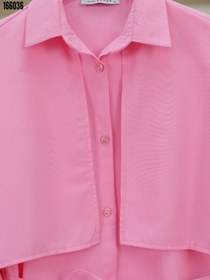 Resim Bolero Detaylı Beli Bağlamalı Yırtmaçlı Gömlek Pembe 