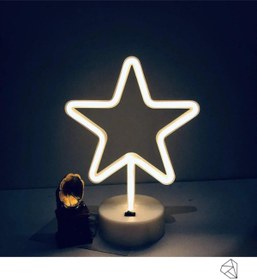 Resim Ema Dükkan Yıldız Neon Led Işıklı Usb'li Gece Lambası Pilli Neon Led Işıklı Masa Lambası Dekoratif Aydınlatma 