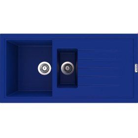 Resim Polex Cristalüx Granit Evye P-01 Mavi 1.5 Gözlü Tezgah Altı Ve Tezgah Üstü Mutfak Evyesi 99x49.5 CM 