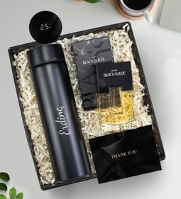 Resim Kişiye Özel 500 ML Dereceli Termos & Avon Black Suede Erkek Parfüm Hediye Seti 