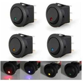 Resim Km103 Yuvarlak Kırmızı Ledli Rocker Anahtar 