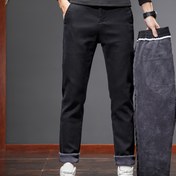 Resim Erkekler için Ağır Hizmet Tipi Polar Astarlı Kış Pantolonu - Kalınlaştırılmış Düz Paça Dar Kesim Cepli Pantolon, Kemerli Bel (Orta Bel) Kayak, Snowboard ve Açık Hava Aktiviteleri için - Makinede Yıkanabilir Soğuk Hava İş Kıyafeti 