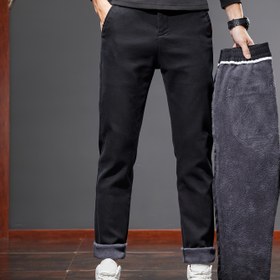 Resim Erkekler için Ağır Hizmet Tipi Polar Astarlı Kış Pantolonu - Kalınlaştırılmış Düz Paça Dar Kesim Cepli Pantolon, Kemerli Bel (Orta Bel) Kayak, Snowboard ve Açık Hava Aktiviteleri için - Makinede Yıkanabilir Soğuk Hava İş Kıyafeti 