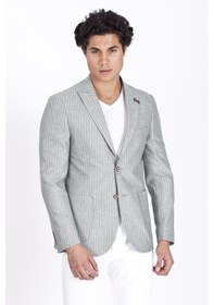 Resim Ncs Jeans Erkek Casual Slim Fit Dar Kesim Mono Yaka Blazer Ceket 4865-Haki 