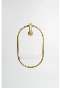 Resim Çiçeklik Gold Oval Duvar Rafı Çiçekliği Dekoratif Sunta Raflı Duvar Çiçekliği Duvar Mumluk Bakır 