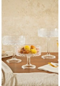 Resim 3 Boy El Yapımı Ayaklı Sunum Kasesi - Meyvelik, Çerezlik Ve Salata Kasesi Cam Sunumluk Şeffaf 