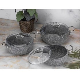 Resim Taç Luna Granit 3'lü Güveç Seti Gri 