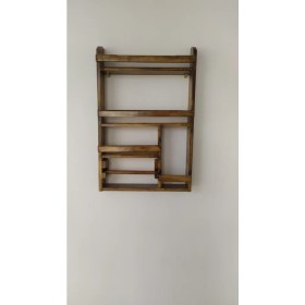 Resim Yağmurlu Ahşap Dekoratif Mutfak Rafı 