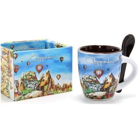 Resim Larimar Kaşıklı Yöresel Kahve Fincanı Tekli Model 1 - 9043893888899lmr 