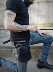 Resim Crow'sRoom Handmade Deri Bel Ve Bacak Çantası (BÜYÜK MODEL SİYAH) 