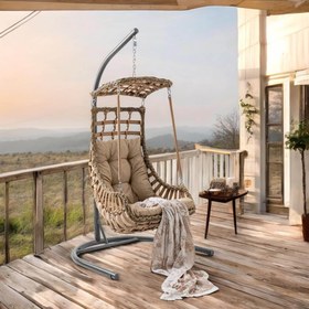 Resim Capri Swing Alaçatı Tekli Rattan Bahçe Salıncağı | Balkon Salıncağı - Gri 