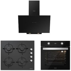 Resim Silverline BO6504B01 - CS5335B02 - 3481 Flam 60 Siyah Ankastre Set 