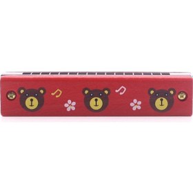 Resim 1 Adet Ahşap Mızıka 16 Delikli Çift Sıralı Kırmızı Desenli Çocuk Mızıka HDH75 