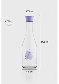 Resim Renga Gala Flowers Desenli 1000 Ml Cam Karaf 212011 Mor 