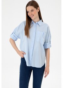 Resim U.s. Polo Assn. Kadın Açık Mavi Gömlek Desenli 50300096-vr003 Acık Mavı 