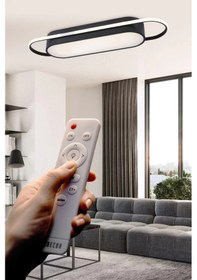 Resim Modern Led Avize Plafonyer Üç Renkli Siyah Renkli Kumandalı Çok Renkli 