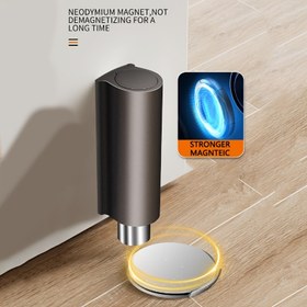 Resim 1 adet Ultra-İnce Manyetik Kapı Durdurucu, Matkap Gerektirmeyen Kurulum, Rüzgar Geçirmez ve Çarpışma Önleyici, Parlatılmış Metal Kaplama, ABS Malzeme, Yatak Odası, Banyo, Ofis İç Mekan Kullanımı için Sessiz Çalışma, Kapı Durdurucu|Şık Metalik Kaplama|ABS Yapı, Kapı Durdurucu 