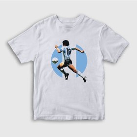 Resim Presmono Unisex Çocuk Futbol Run Maradona T-Shirt 