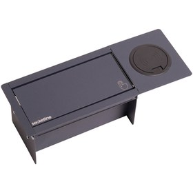 Resim Socketline Monza Wireless Serisi Bas Aç Kapaklı Fırçasız Masa Priz Antrasit 