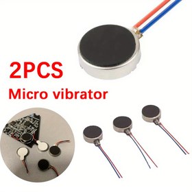 Resim 2 adet Miniature Vibratör Motoru 3 Pin Terminal ile - Kompakt Siyah ve Gümüş Tasarım, DIY Elektronik, Giyilebilir Cihazlar, Ev Otomasyonu, Giyilebilir Elektronik, Şık Motor Tasarımı, Güvenli Montaj Tasarımı 