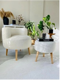 Resim DEKOR MOBİLYACIM Çay Seti Tekli Koltuk Berjer Ve Puf Takımı (salon, Balkon, Ofis) 2 Li Takım 