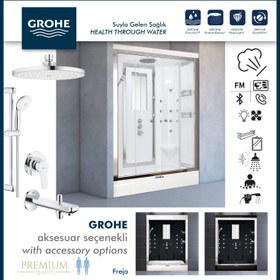 Resim Duvardan Duvara Tekneli Buharlı | Masajlı Compact Duşakabin | Mod - 100x150 / Beyaz / Tekneli 