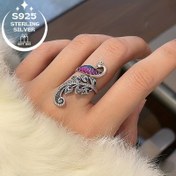 Resim 925 Ayar Gümüş Şık Çok Renkli Tavuskuşu Kadın Yüzüğü, Oymalı Emaye Damlalı Tasarım, Zarif Hediye Kutusu Paketi, Yıldönümü ve Doğum Günleri İçin Mükemmel 