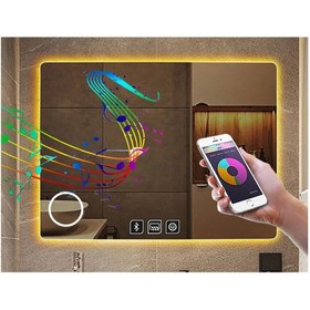 Resim DNR Mirror 50x65 Cm Bluetoothlu Buğu Yapmayan Makyaj Aynalı Dokunmatik Günışığı Ledli Dikdörtgen Banyo Aynası 