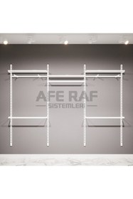 Resim AFE DEKOR Askılık Sistemi, Giyinme Odası Raf-askılık Sistemi , Raf Sistemi ,mağaza Raf Sistemi 275x200 Cm 