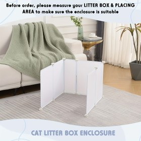 Resim Ekstra Büyük Kedi Kumu Kabı Muhafazası, Çamur Koruyuculu - Beyaza Modern Tas, Kolay Temizlenebilir çiftlik Panelleri & Geniş Kapalı İşlem Sistemi, L27xW20xH43.18 cm'ye kadar böyük önlüklere uygun, çoğul evler i̇n dayanıkli Evcil Hayvan Evïsi 