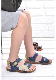 Resim Kiko Kids Kiko Şb 2498-07 Orto pedik Erkek Çocuk Sandalet Terlik Lacivert - Lacivert - Gri 