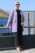 Resim Eslina 33027 Büyük Beden Çift Kat Krep Düğmesiz Ceket-leylak 