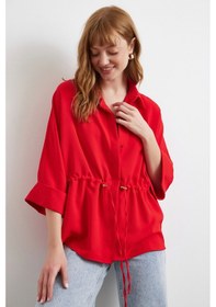 Resim Never More Büzgülü Kimono Gömlek Kırmızı Kırmızı 