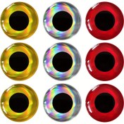 Resim 100 adet Altın Gümüş kırmızı yuvarlak göz küresi lazer 3D balıkçılık yemleri gözler 8mm 10mm 12mm 