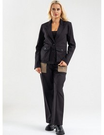 Resim Bold & Young Kadın Üç Cepli Likralı Pamuklu Astarsız Blazer Ceket Siyah 