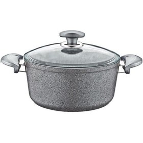 Resim Oms Paslanmaz Oms Granit 26X12,5 Cm Gri Derin Tencere Cam Kapaklı 3110 