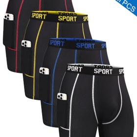 Resim 4 adet rastgele erkek uzun ve rahat iç çamaşırı - nefes alabilen, esnek, hızlı kuruyan, elastik bel bandı, spor ve dinlenme, koşu, fitness boksör iç çamaşırı - yumuşak ve hafif 