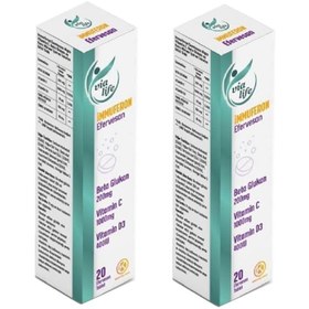 Resim İmmuferon Beta Glucan 200mg, Vitamin C 1000mg, D3, Çinko, Karamürver 20 Efervesan - 2'li 