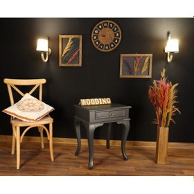 Resim Wooding Çekmeceli Masif Antrasit Komodin Yan Sehpa (548590072) 