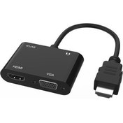 Resim 4671 HDMI To HDMI + VGA Monitör Çevirici Dönüştürücü Switch Splitter Adaptör Kablo Ekran Kartı Aksesuarı 