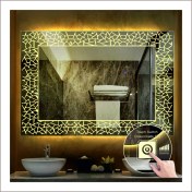 Resim Dnr-Mirror60xDnr-Mirror 80 cm Günışığı Ledli Tasarım Kumlamalı Dokunmatik Tuşlu Banyo Aynası Makyaj Aynası Işıklı Ayna 