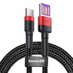 Resim Baseus Cafule Type-C to USB-A Şarj Kablosu 1m Kırmızı-Siyah, USB 2.0, 40W 5A Şarj, 480mbps Data 