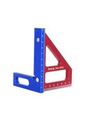 Resim Springsun Alüminyum Açı Ve Dik Çizim Cetveli - Triangel Kalem İçeren Fonksiyonel L Mavi-kırmızı Ölçü Aleti 