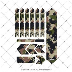 Resim Bcy28 Bisiklet Kadro Koruyucu Reflektif Sticker Seti Askeri Camo 