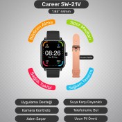Resim Sword Career Akıllı Saat Bildirim,kalp Atış,uyku Takibi,spor,sağlık, Ios&android Uyumlu 44MM IP67 Uzun Pil Ömrü Türkçe Menü SW-21V 