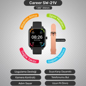 Resim Sword Career Akıllı Saat Bildirim,kalp Atış,uyku Takibi,spor,sağlık, Ios&android Uyumlu 44MM IP67 Uzun Pil Ömrü Türkçe Menü SW-21V 