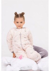 Resim Cantoy Kız Erkek Çocuk Kalın Elyaf Dolgulu Premium Kalite 2.5 Tog Desenli Uyku Tulumu Gri - Pudra 